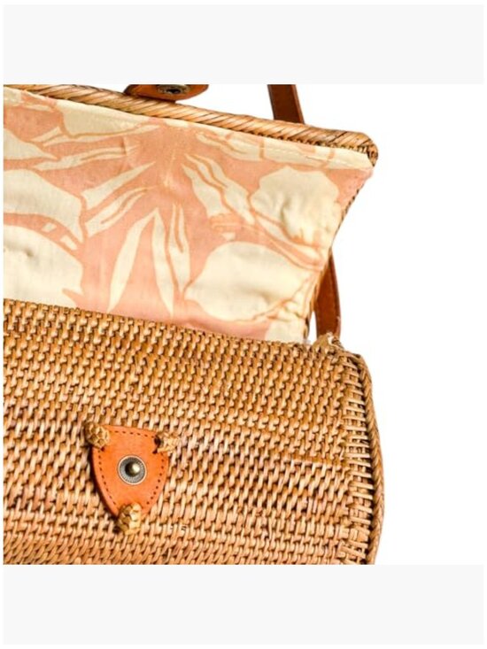 Handwoven Rattan Shoulder Bag Satchel Woven Straw Purse - Picture 5 of 6